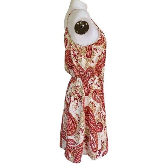 Forever 21 Y2K Paisley Floral Orange Multi Color Button Dress Size M - Picture 6 of 10